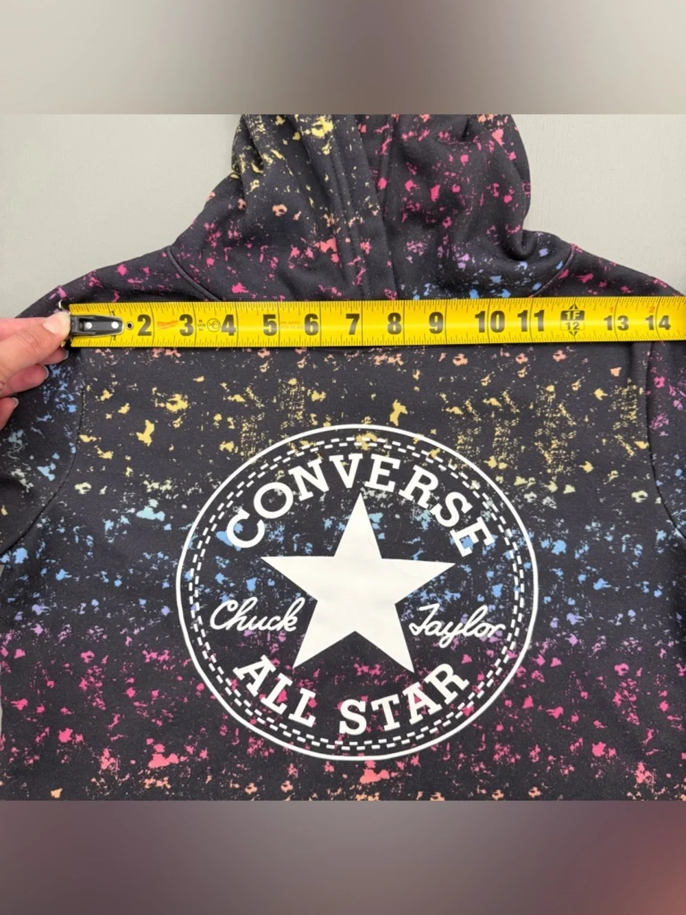 Converse Chuck Taylor Hoodie Kids Size M 10-12 Years Black Splatter Print
